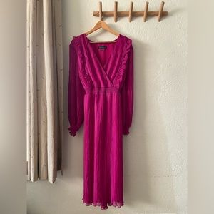 ELOQUII Pleated Long Sleeve Dress